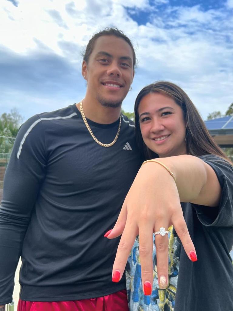 Jarome Luai recently announced his engagement to long-time partner Bailey Paris Toleafoa. Picture: Instagram