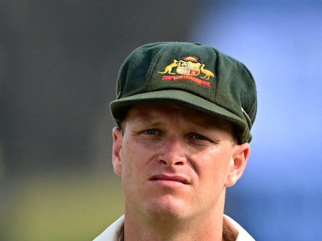 Australia's Matthew Kuhnemann looks on during the third day of the second Test cricket match between Sri Lanka and Australia at the Galle International Cricket Stadium in Galle on February 8, 2025. (Photo by Ishara S. KODIKARA / AFP)