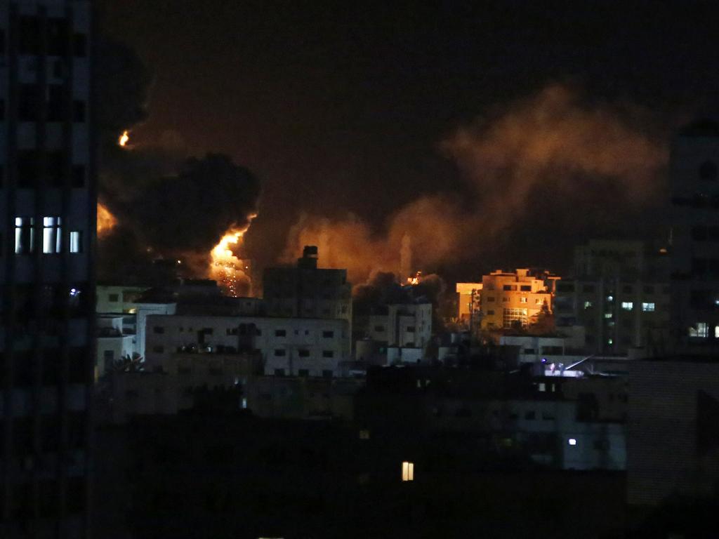 Israeli forces on Monday struck targets across the Gaza Strip in response to a surprise rocket attack from the Palestinian territory. Picture: AP