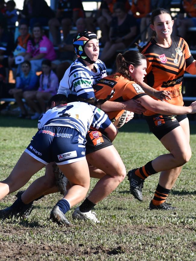 The Herbert River Crushers Women’s team drew 20-20 with Townsville Brothers in a hard-fought contest in Ingham on Saturday. Picture: Cameron Bates