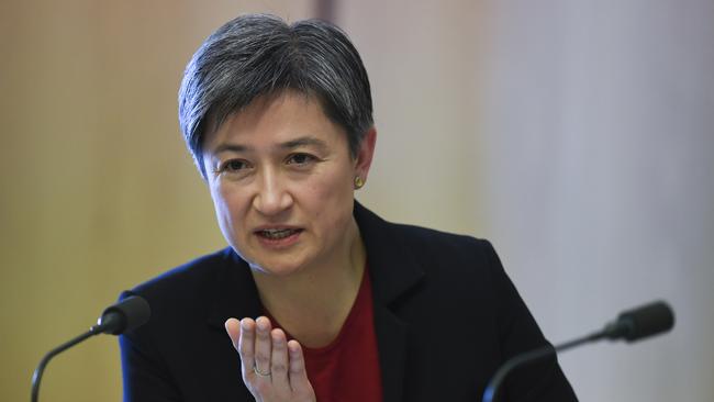 Wong pressed Mathias Cormann in a Senate estimates hearing. Picture: AAP