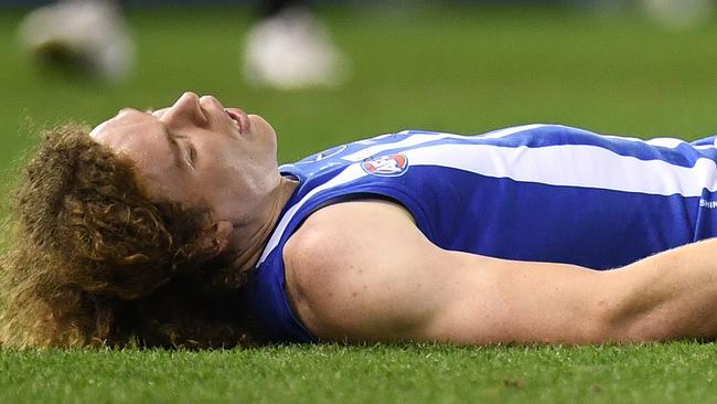 Ben Brown after suffering a concussion in 2017. Picture: AAP Images