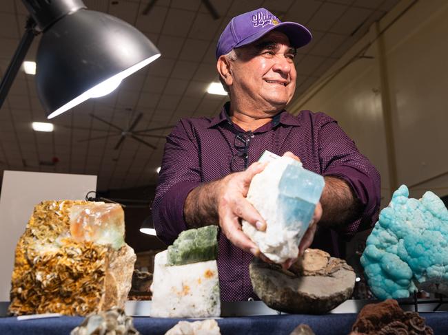 Rameen Minerals stall owner Hayat Malik of Sydney at Gemfest hosted by Toowoomba Lapidary Club at Centenary Heights State High School, Saturday, October 19, 2024. Picture: Kevin Farmer