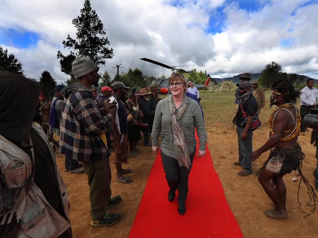 Defence Minister Linda Reynolds tours the Okapa district with the PNG Defence Minister Saki Soloma. Picture Gary Ramage