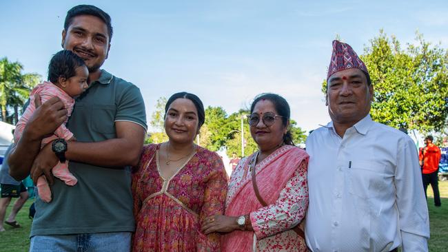 Kiran Prasai, Pooza Poudel, Ganesh Poudel and Geeta Poudel at the 2024 Darwin Nepalese Festival. Picture: Pema Tamang Pakhrin