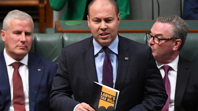 Josh Frydenberg at the despatch box. Picture: AAP.