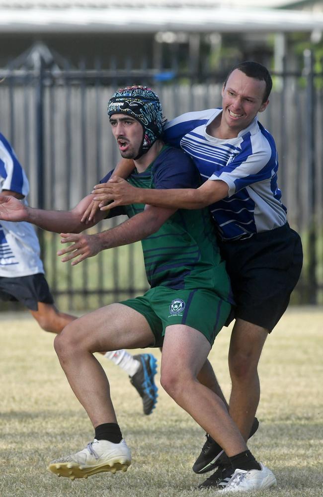 Cowboys Cup Schoolboys Football at Kern Brothers Drive. Townsville High against Pimlico High. Picture: Evan Morgan