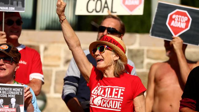 Protesters at a Stop Adani Protest at Lady Martin's Beach, Point Piper in Sydney earlier this year. Photo: AAP Image/Jeremy Ng