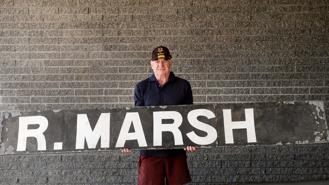 Friends of Rod Marsh held his Adelaide Oval scoreboard name up in a show of support for him following his heart attack in Queensland. Picture: Brenton Edwards