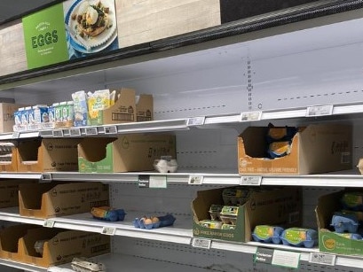 A Woolworths supermarket at Taylors Lake, Victoria, stripped of eggs. Picture: Supplied