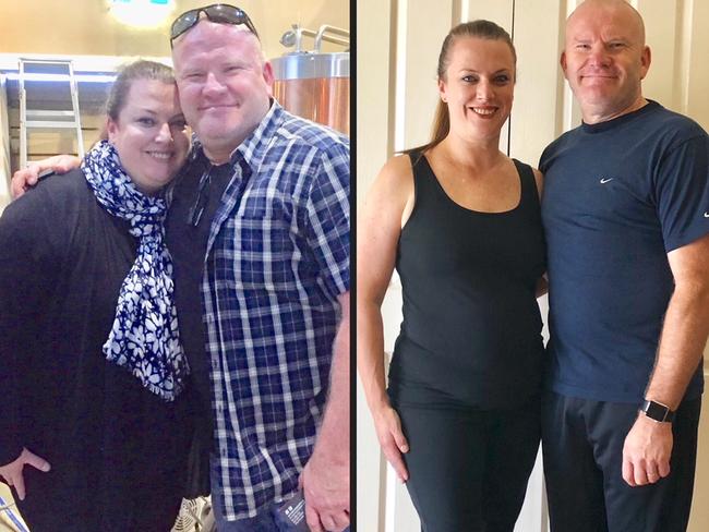 Before and after ... parents David and Tanya embarked on their weight-loss journey together.