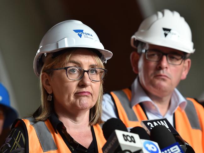 MELBOURNE, AUSTRALIA - NewsWire Photos OCTOBER 4TH, 2022: Deputy Premier Jacinta Allan and Victorian Premier Daniel Andrews, make an announcement at Arden Station, Melbourne.Picture: NCA NewsWire / Nicki Connolly