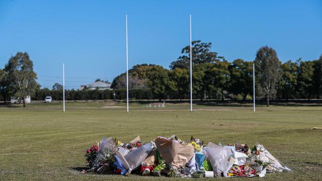 Floral tributes for the victims of the Hunter Valley bus crash which killed 10 people in Singleton. Picture: Roni Bintang/Getty Images