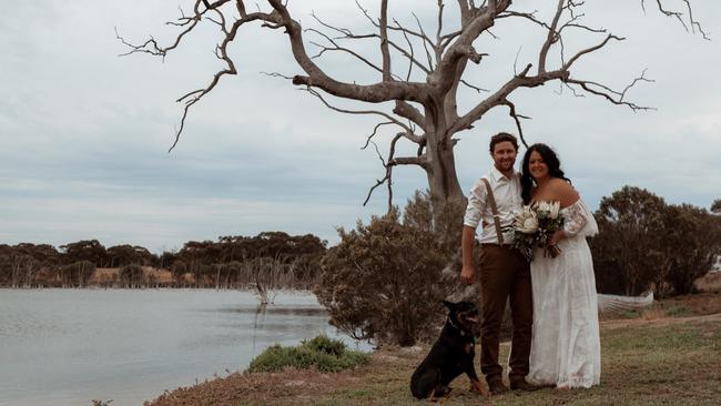 And the Skinner family on the pair’s wedding day. Picture: Supplied.