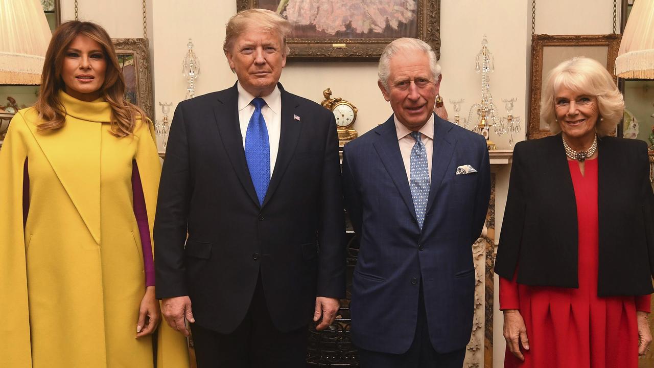 The Prince of Wales and the Duchess of Cornwall with US President Donald Trump and wife Melania at Clarence House, where they had tea. Picture: Victoria Jones/AP