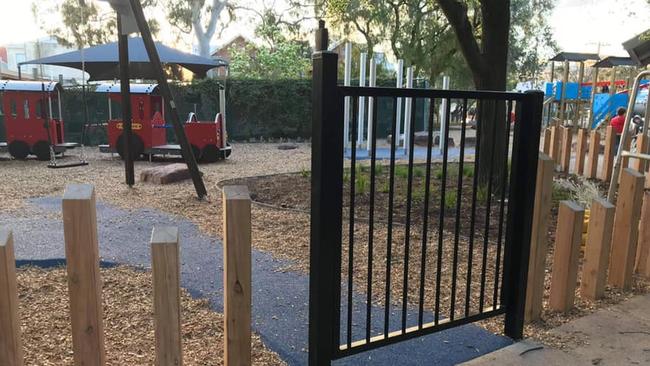 A child safety gate recently installed by Stonnington Council at the Windsor Siding Park as part of upgrades. Picture: Supplied.