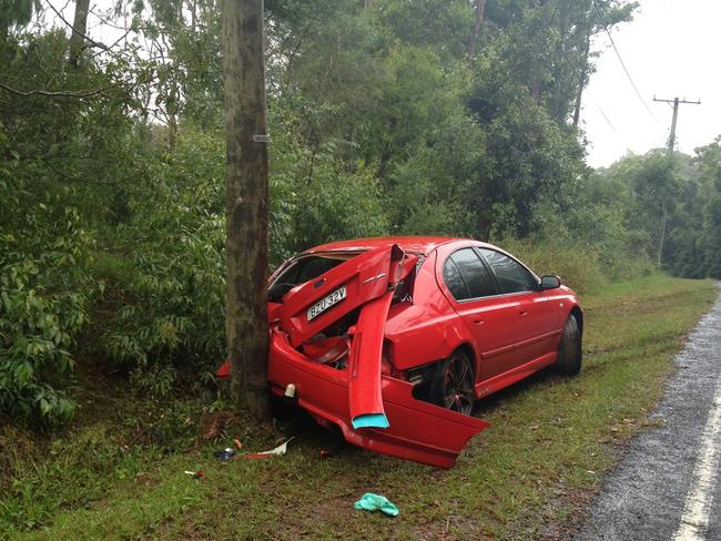 A previous crash at the location where the car also spun 180-degrees, crossed to the wrong side of the road and hit the same power pole. Picture: supplied