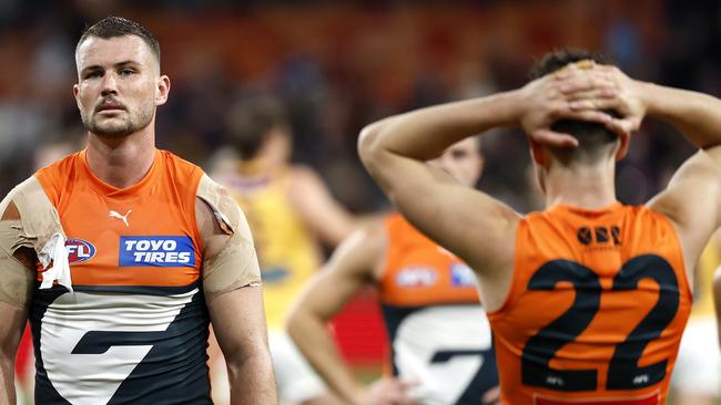 Dejected Kieren Briggs during the AFL Semi Final match between the GWS Giants and Brisbane Lions at Engie Stadium on September 14, 2024. Photo by Phil Hillyard(Image Supplied for Editorial Use only - **NO ON SALES** - Â©Phil Hillyard )