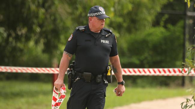 Police seal off Victoria Dr, Gray. Picture: Glenn Campbell