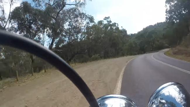 This was the moment the motorbike left the road. Picture: Dash Cam Owners Australia