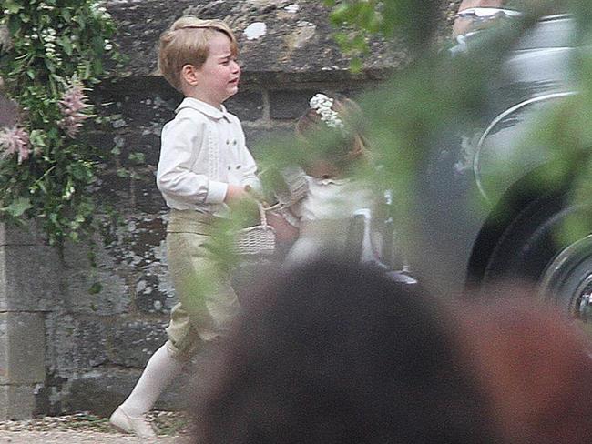 The page boy was left in tears following his aunt Pippa Middleton’s wedding. Picture: Greg Brennan