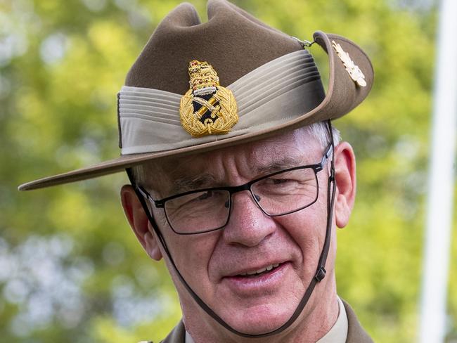 02-03-2020 - Chief of Army, Lieutenant General Rick Burr, AO, DSC, MVO (left), talks with soldiers during the Australian Army’s 119th birthday celebration at Russell Offices, Canberra. Supplied:ADF