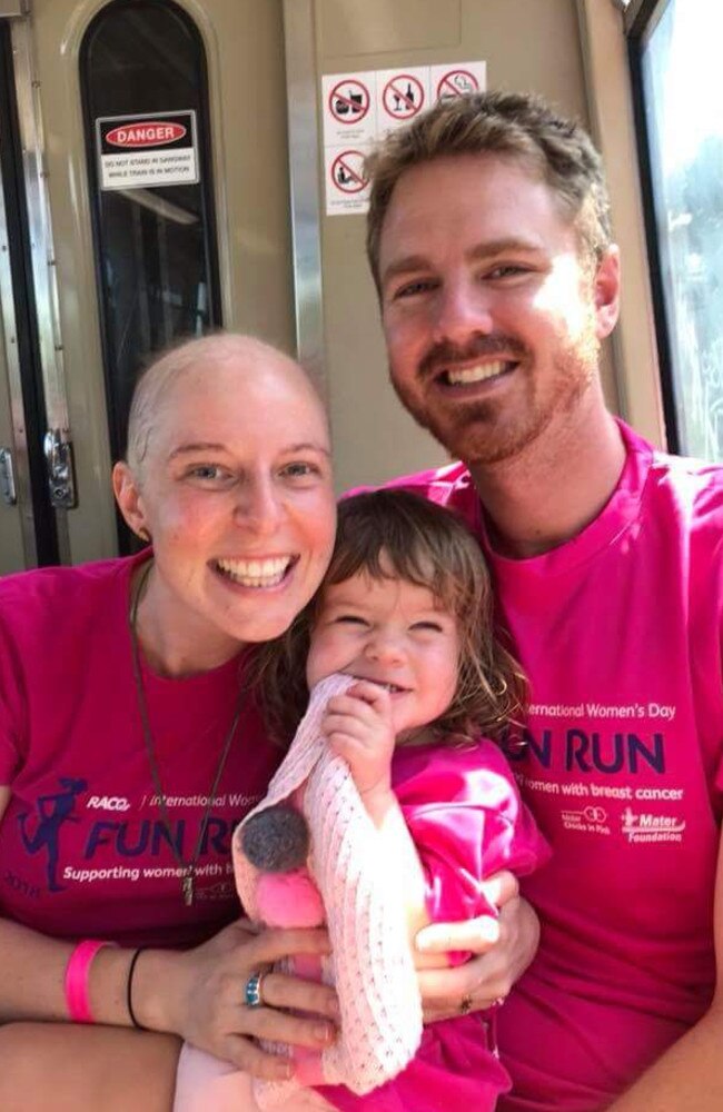 Tara Johnston with her daughter Indigo and husband Chris.