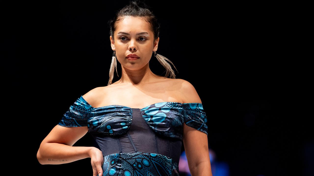 2024 Country to Couture at the Darwin Convention Centre showcases hand-designed First Nations fashion. Picture: Pema Tamang Pakhrin