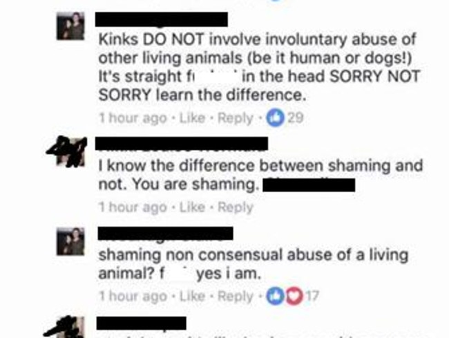 A sample of the heated debate that got the group removed from Facebook.