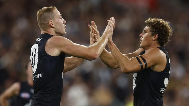 McKay and Curnow aren’t the problem, it’s Carlton’s smalls’ inability to consistently get the ball in their hands. Picture: Getty Images