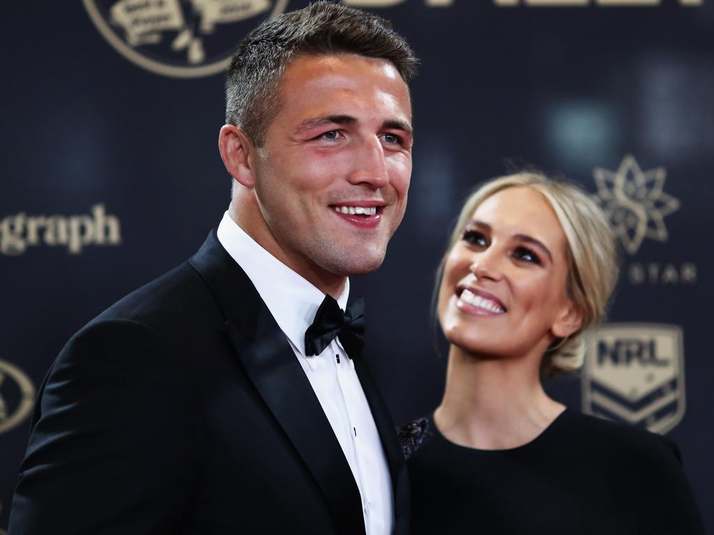 Sam Burgess and wife Phoebe Burgess in 2016.