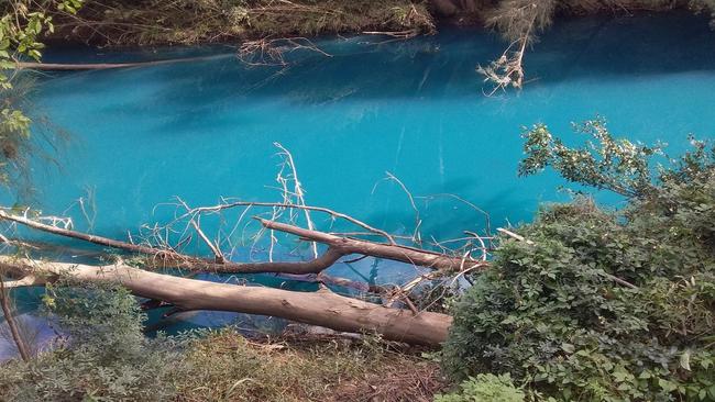 The creek stunned locals when it turned shades of bright blue last week.