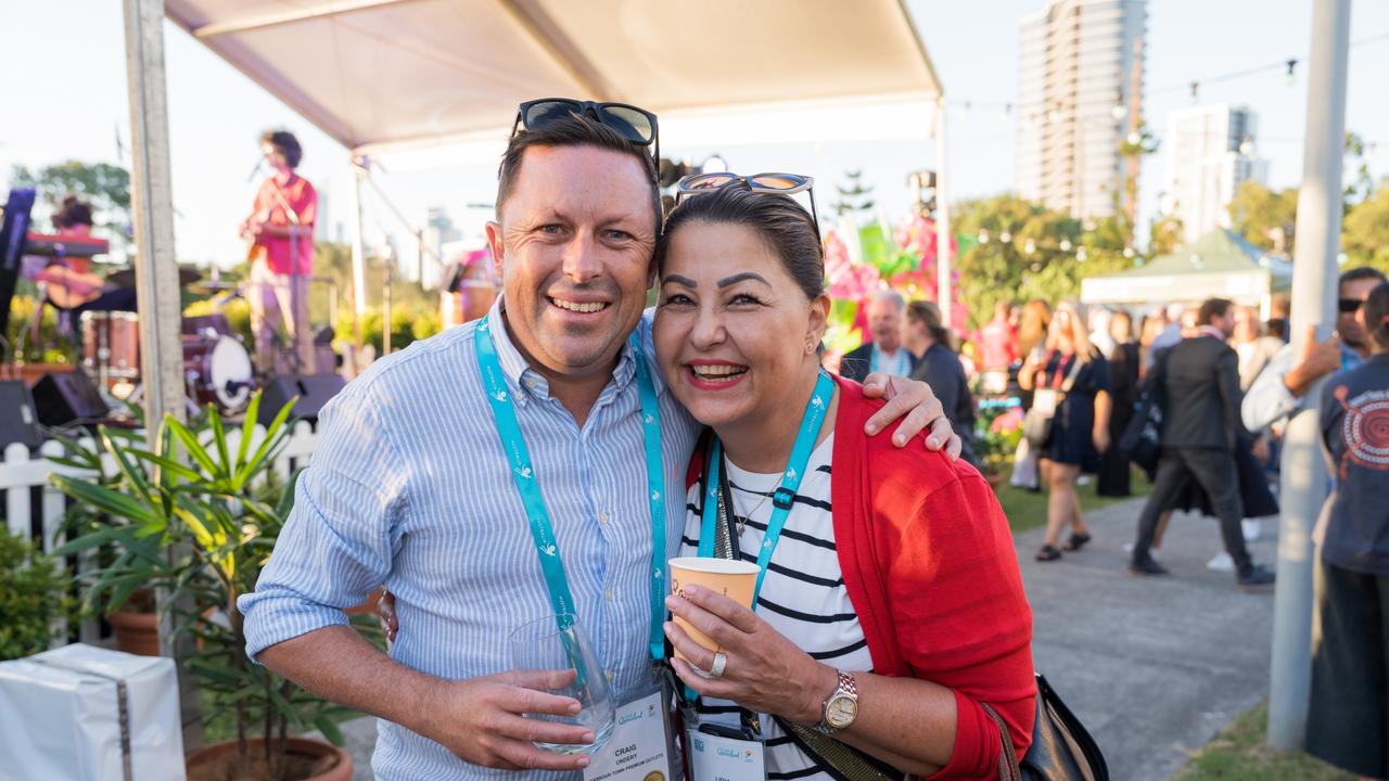 Craig Urey and Lidia Hume for The Pulse at the Australian Tourism Exchange at the Gold Coast Convention and Exhibition Centre, May 4 2023. Picture: Steven Grevis