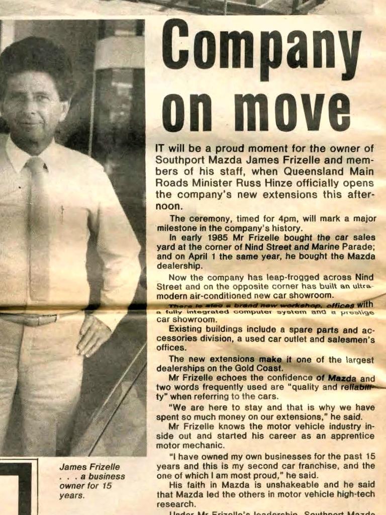 GOld Coast Bulletin article on James Frizelle from 1987.