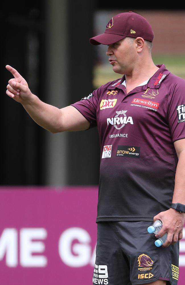 Anthony Seibold introduced sub-woofers to Brisbane training. Picture: Peter Wallis