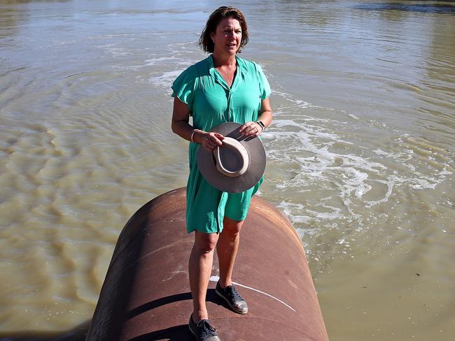 NSW Water minister Melinda Pavey tours the lower Darling River earlier this year. Picture: Toby Zerna