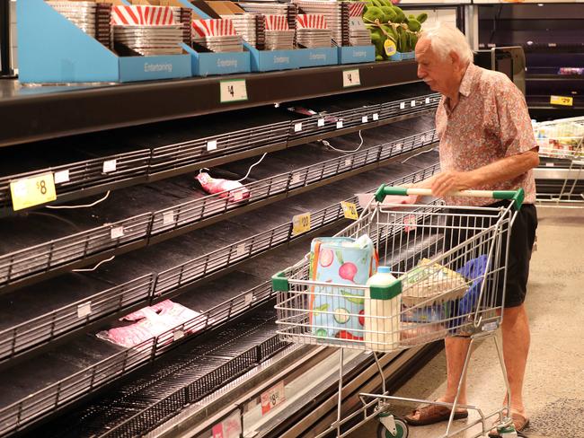 A limited meat selection during the panic buying earlier this year. Picture: Liam Kidston.