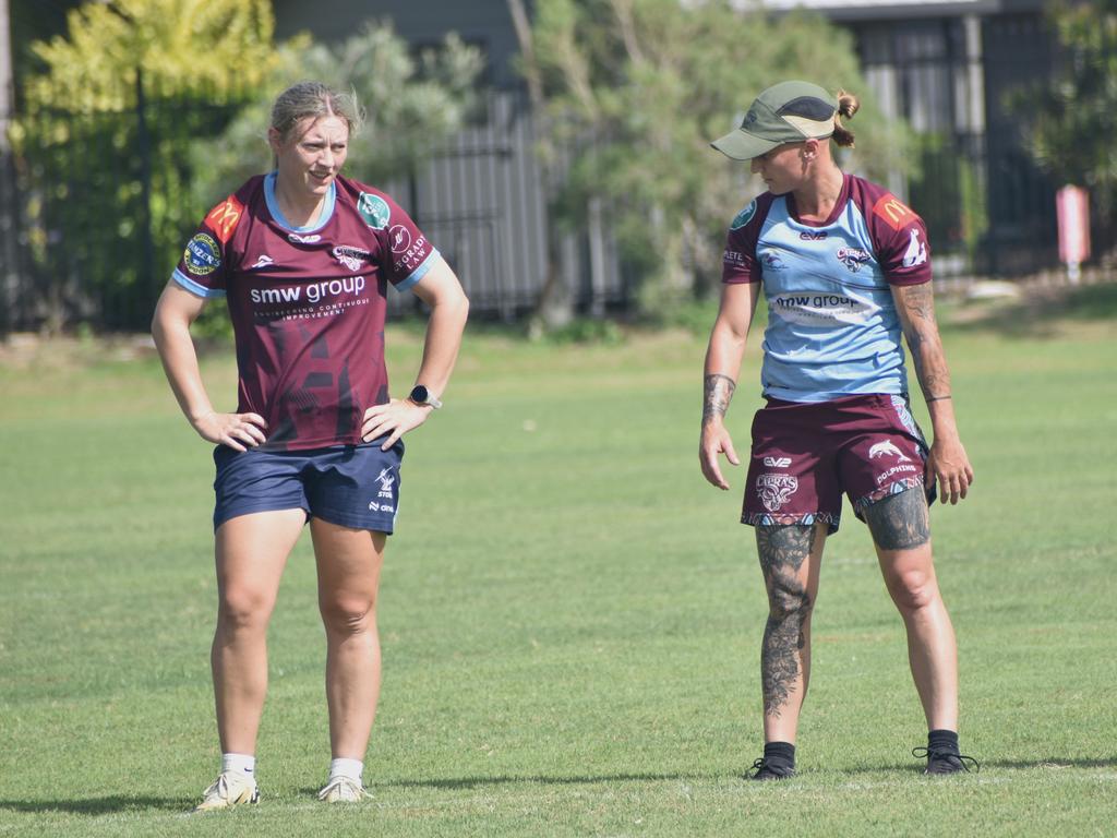 Players at the CQ Capras' women's open training trial for the 2025 BMD Premiership season at Emmaus College, Rockhampton, on February 22, 2025.