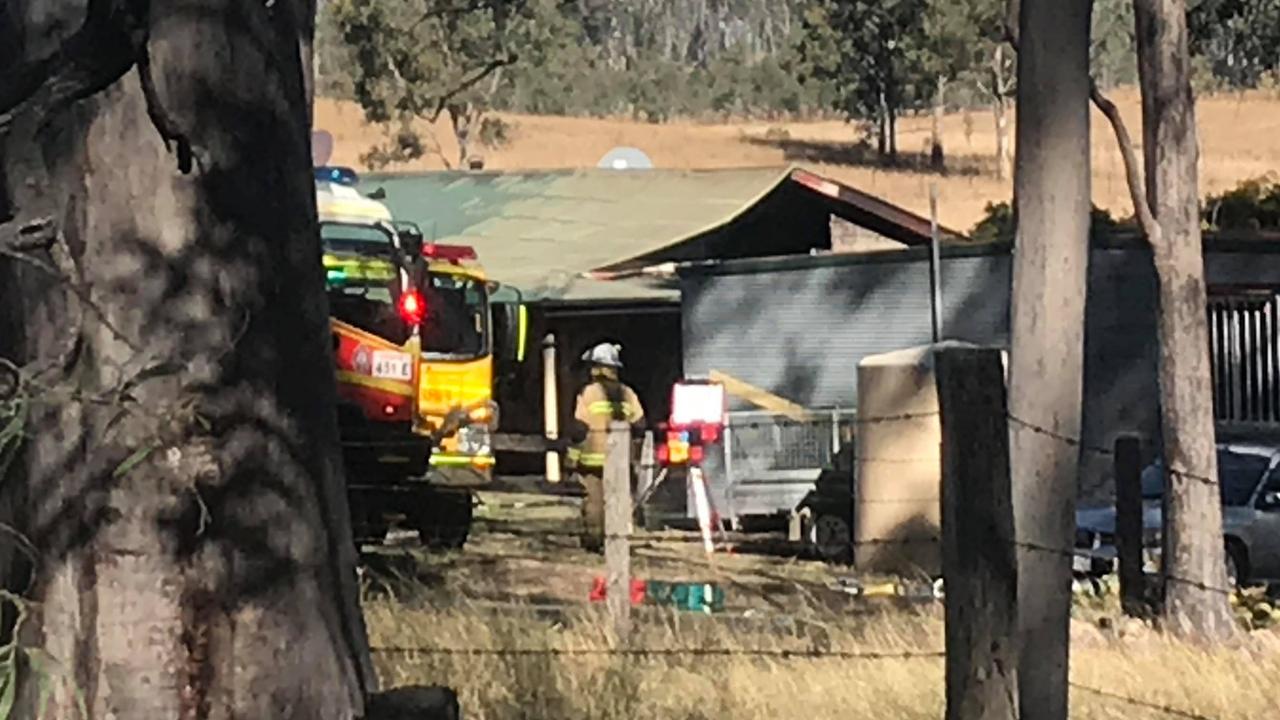 Paramedics and fire crews attended the scene of a house fire north of Gympie, where the structure was 'well alight'. Picture: Josh Preston