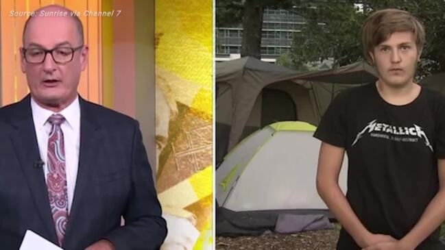 Kochie stunned by dad and teen living in tent