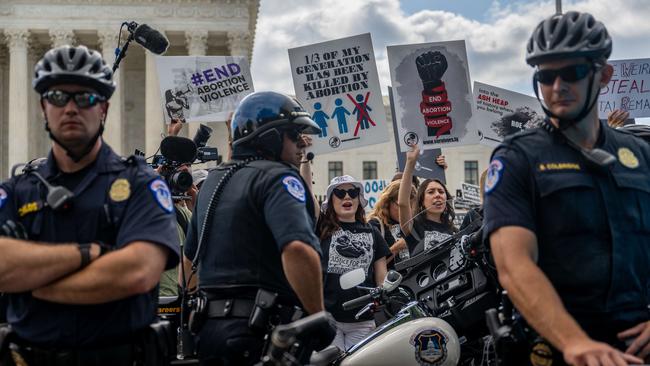 Demonstrators protest in front of the US Supreme Court. Picture: AFP