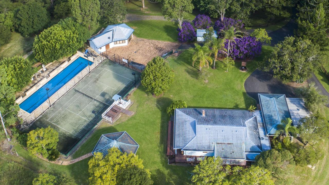 Actor Russell Crowe’s Nana Glen property features a swimming pool and tennis court. Picture: Media Mode