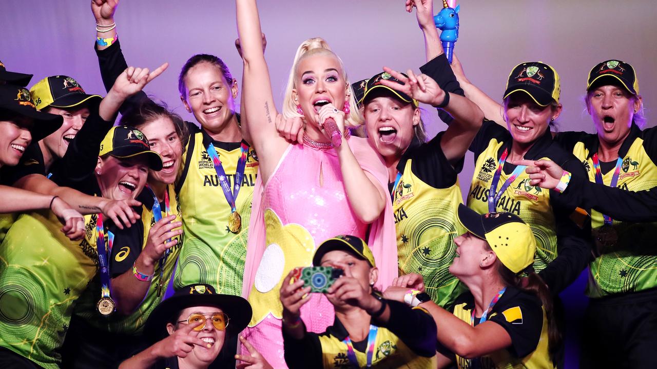 Australia’s World Cup winning team celebrated with Katy Perry.