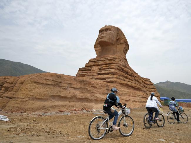 Too real: Replica sphinx in China will be demolished. AP Photo/CHINA OUT