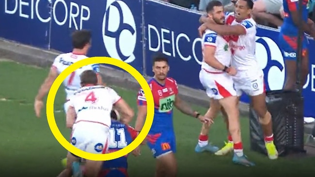 Zac Lomax jumped on the back of Tyson Frizell.