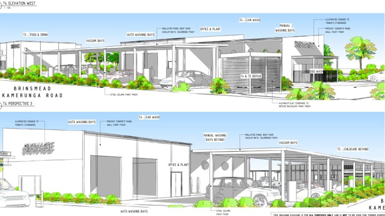 Drawings of the proposed car wash at Lake Placid Rd. Picture: Supplied