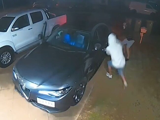 A video grab showing youths stealing a luxury car from a Palm Beach home earlier this year.