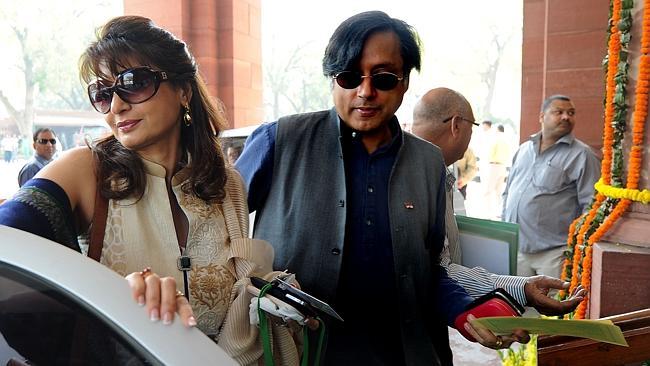 Shashi Tharoor with his wife Sunanda Pushkar who was found dead in a five-star hotel room after she exposed his alleged adult...