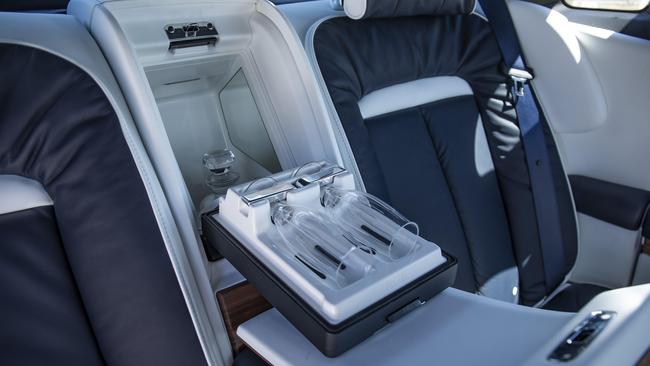 The car even has slots for champagne glasses. Picture: Mark Cranitch.