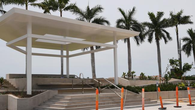 One of the new shade structures in Cullen Bay, which are due to be completed by Christmas. Picture: Katrina